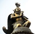 Kathmandu Bhaktapur 08-1 Dattatreya Temple Garuda Column Close Up 